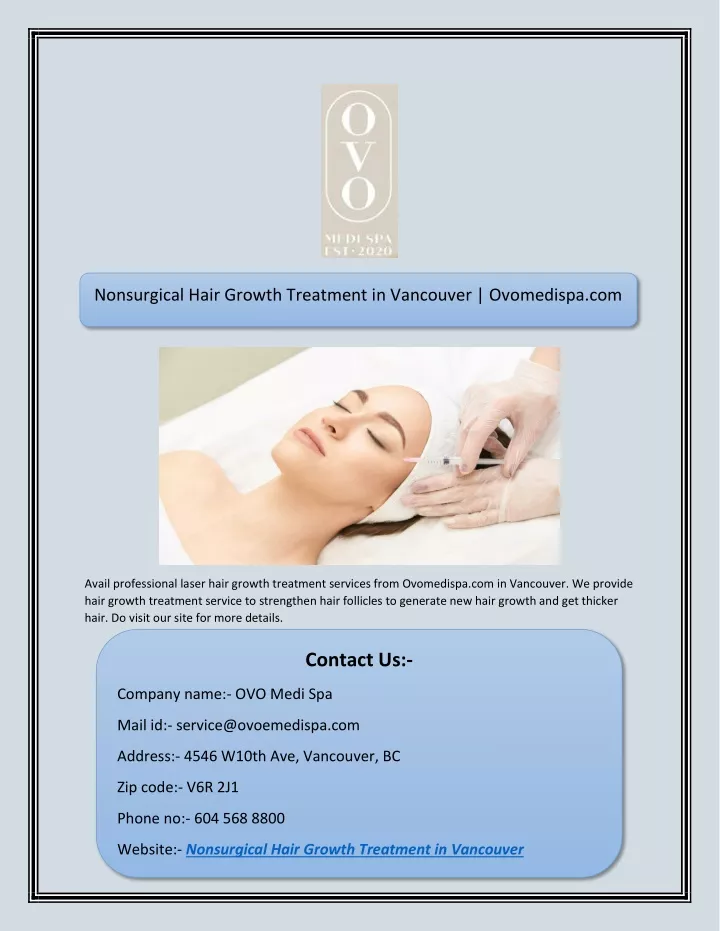nonsurgical hair growth treatment in vancouver