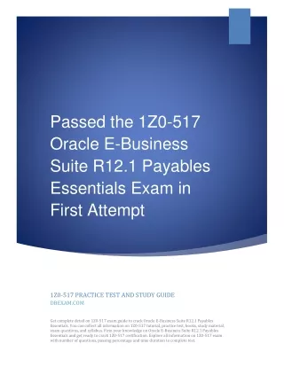 passed the 1z0 517 oracle e business suite