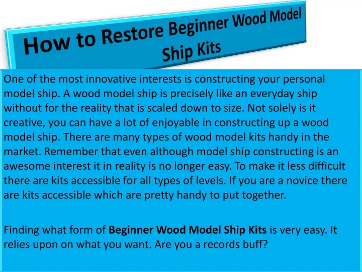 how to restore beginner wood model ship kits