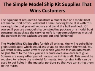 the simple model ship kit supplies that wins customers