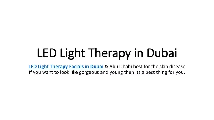 led light therapy in dubai