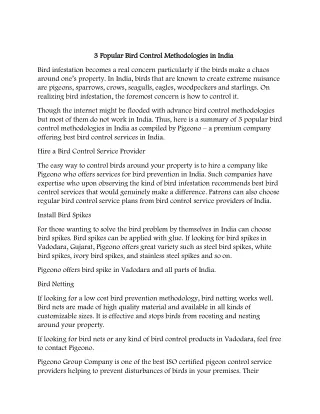 3 3 popular bird control methodologies popular