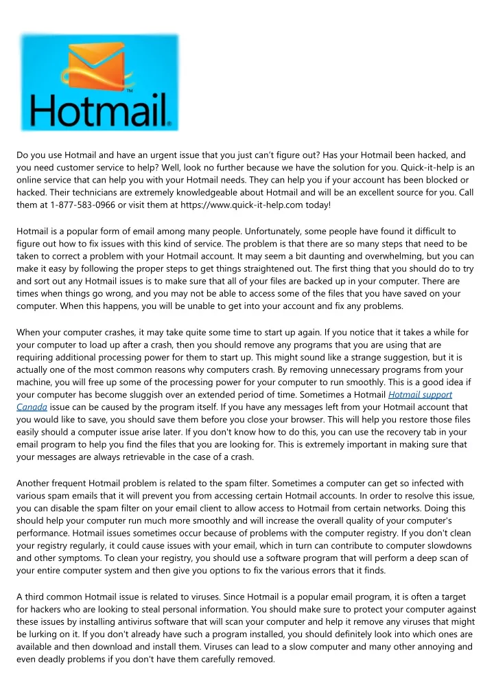 do you use hotmail and have an urgent issue that