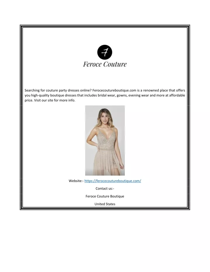 searching for couture party dresses online