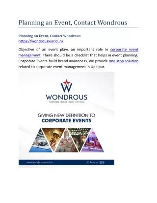 planning an event contact wondrous