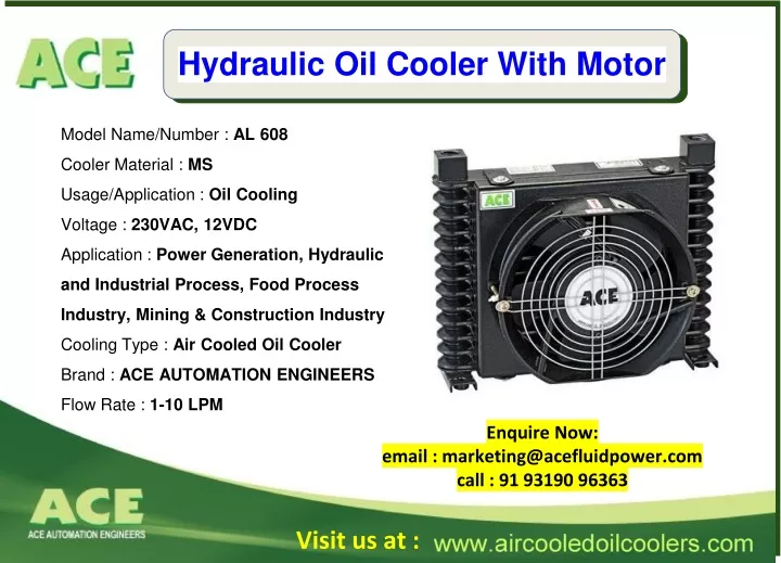 hydraulic oil cooler with motor