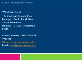 planning an event contact wondrous