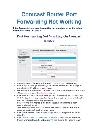 comcast router port forwarding not working