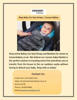 Shop Baby Car Seat Wraps | Cocoon Babies