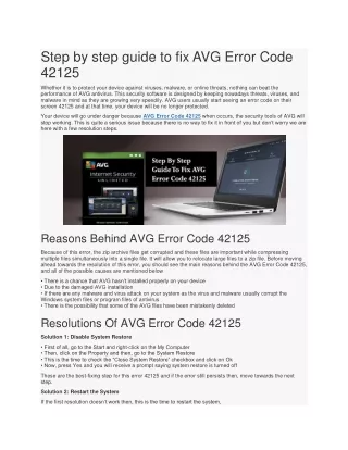 step by step guide to fix avg error code 42125