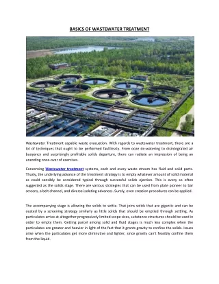 Basics of Wastewater Treatment