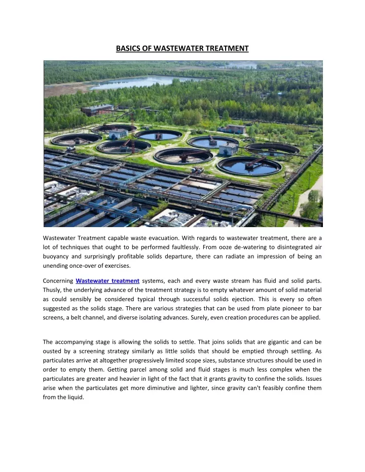 basics of wastewater treatment