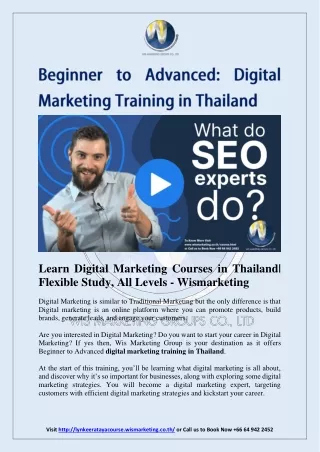 Beginner to Advanced Digital Marketing Training In Thailand
