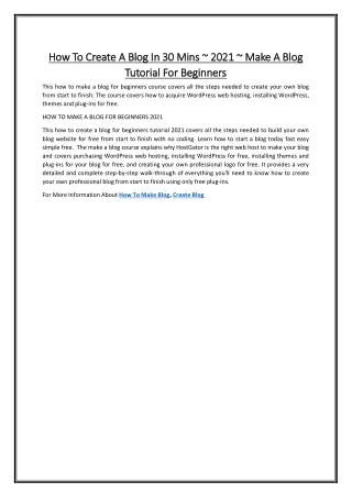 how to create a blog in 30 mins 2021 make a blog