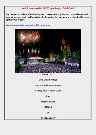 andré rieu maastricht 2021 packages| Gold-Crest