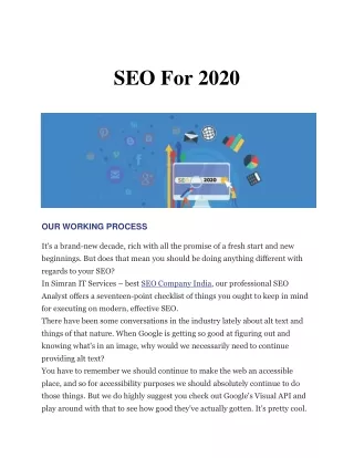 SEO For 2020