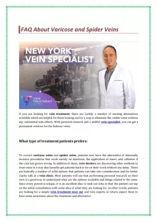 faq about varicose and spider veins