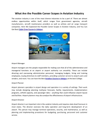 What Are the Possible Career Scopes in Aviation Industry