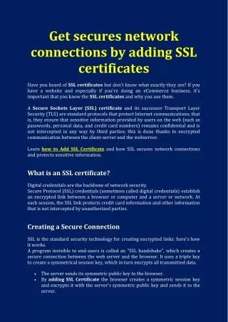 How to Add SSL Certificate