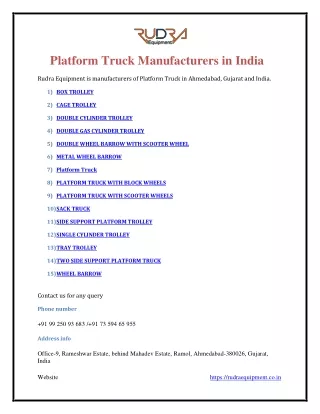 Platform Truck Manufacturers in Ahmedabad, India
