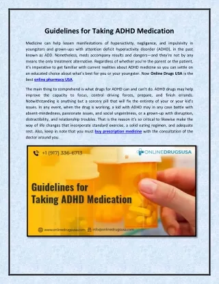 Guidelines for Taking ADHD Medication