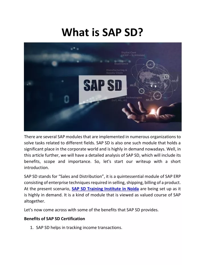 what is sap sd
