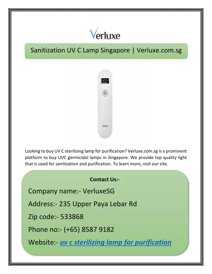 sanitization uv c lamp singapore verluxe com sg