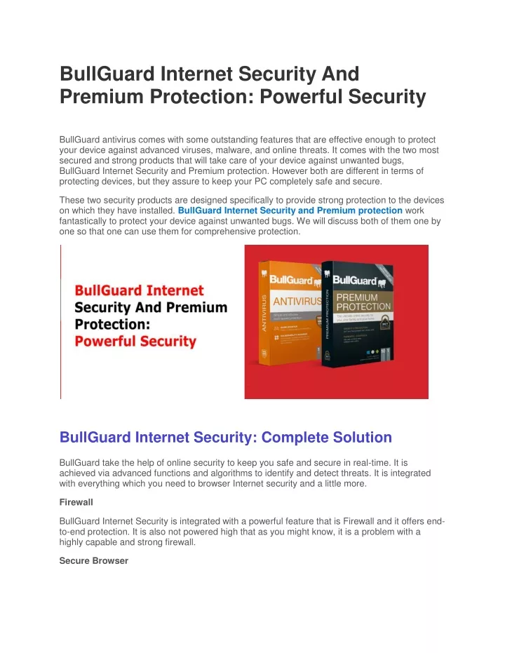 bullguard internet security and premium
