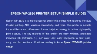 epson wf 2830 printer setup simple guide