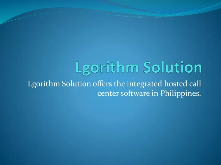 lgorithm solution