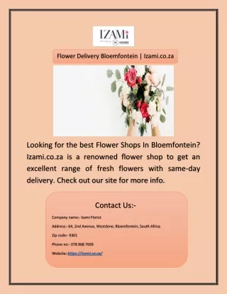 Flower Delivery Bloemfontein | Izami.co.za