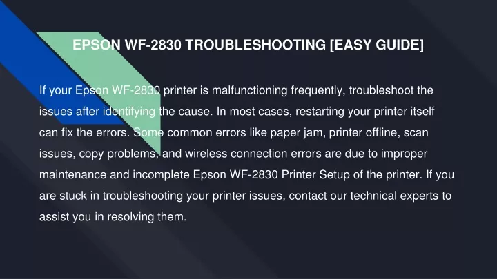 epson wf 2830 troubleshooting easy guide