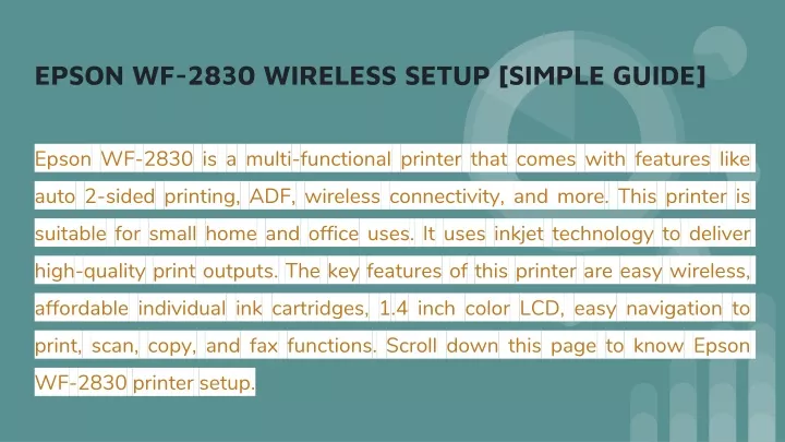 epson wf 2830 wireless setup simple guide