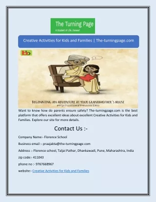 Creative Activities for Kids and Families | The-turningpage.com