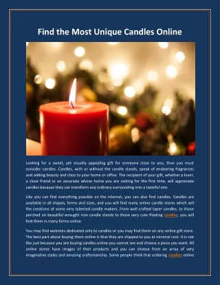 find the most unique candles online