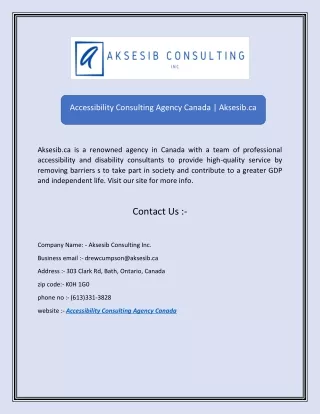 Accessibility Consulting Agency Canada | Aksesib.ca