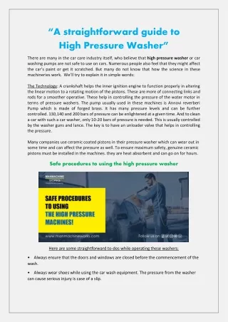 a straightforward guide to high pressure washer