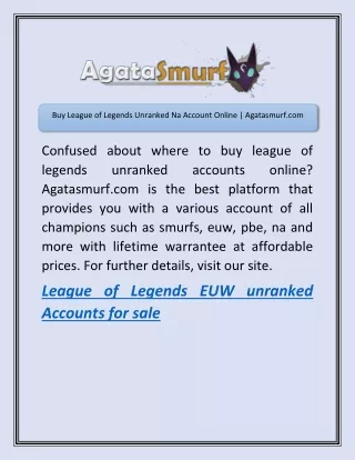 League of Legends EUW unranked Accounts for sale