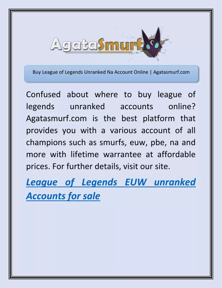 buy league of legends unranked na account online
