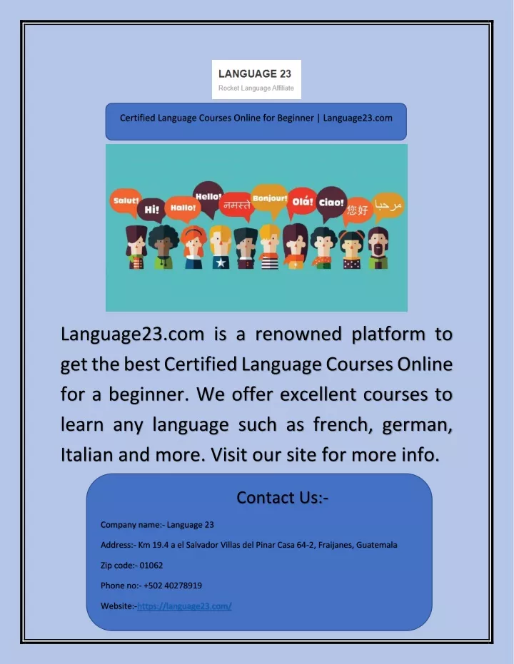 certified language courses online for beginner