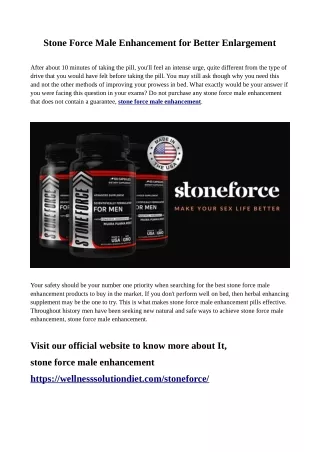stone force male enhancement for better