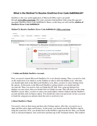 what is the method to resolve onedrive error code
