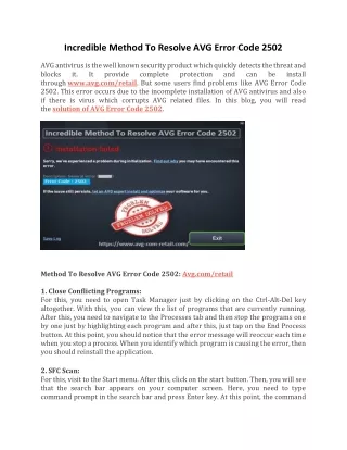 incredible method to resolve avg error code 2502