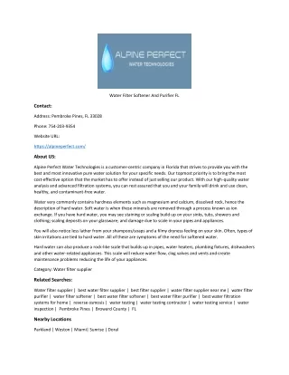 water filter softener and purifier fl