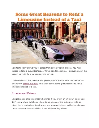 some great reasons to rent a limousine instead