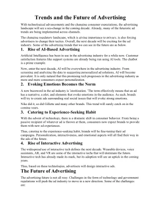 Trends and the Future of Advertising