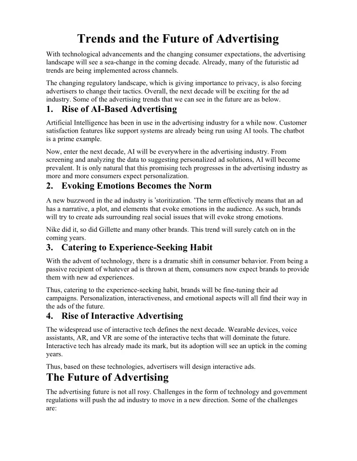 trends and the future of advertising