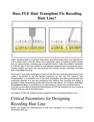 Does FUE Hair Transplant Fix Receding Hair Line?