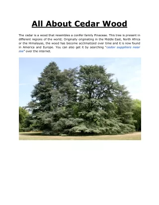 All About Cedar Wood