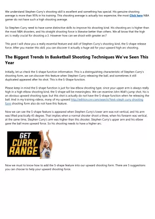Where Will How Steph Curry Shoots Be 1 Year From Now?